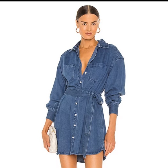REVOLVE Dresses & Skirts - REVOLVE LPA CELIA TENCEL DENIM CHAMBRAY TIE WAIST BUTTON DOWN DRESS SIZE SMALL